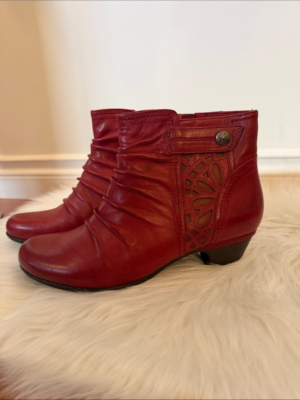 Rockport Adilene Bordeaux Red Leather Ankle Boots Women’s 9M
